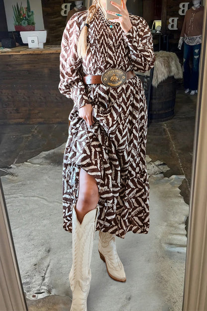 Elegant Printed Long Sleeve Dress