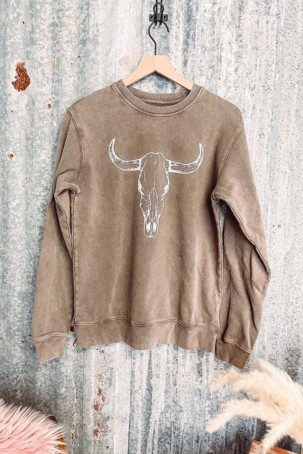 Boho Cow Skull Sweatshirt