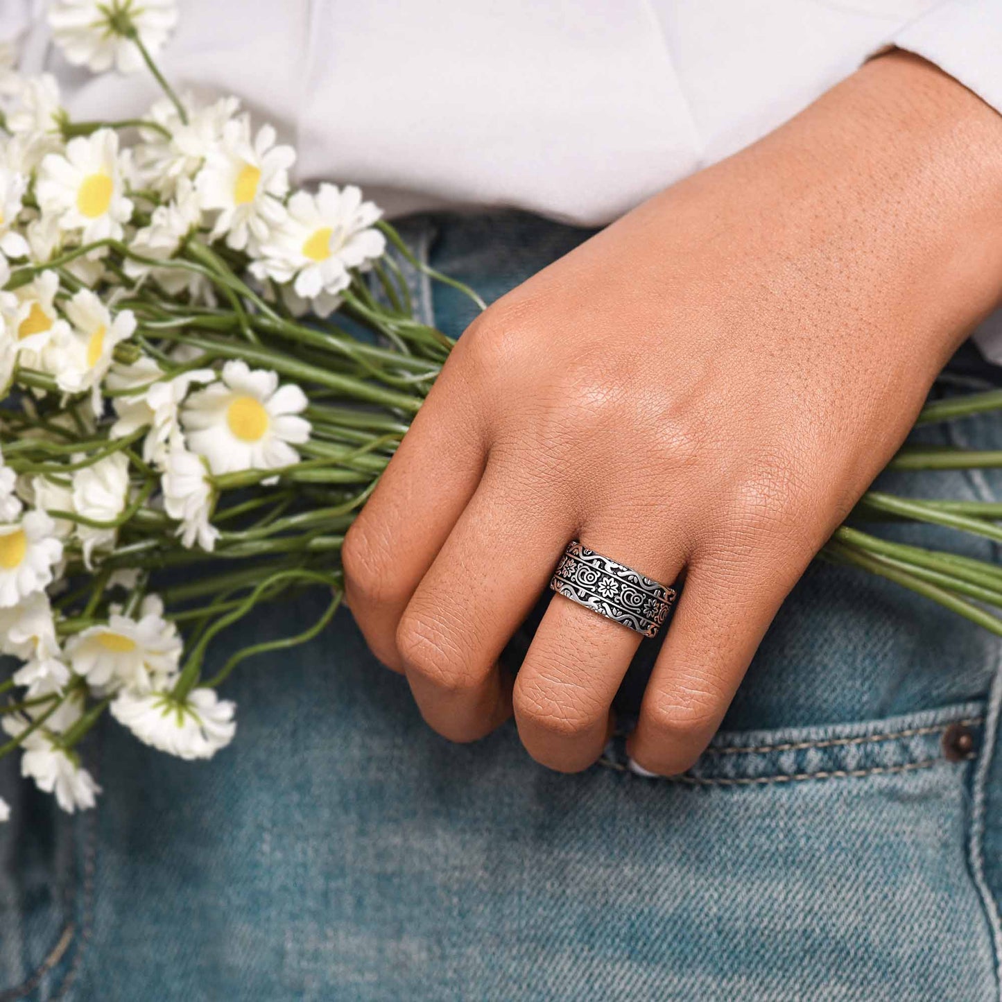 Bohemian Script Ring