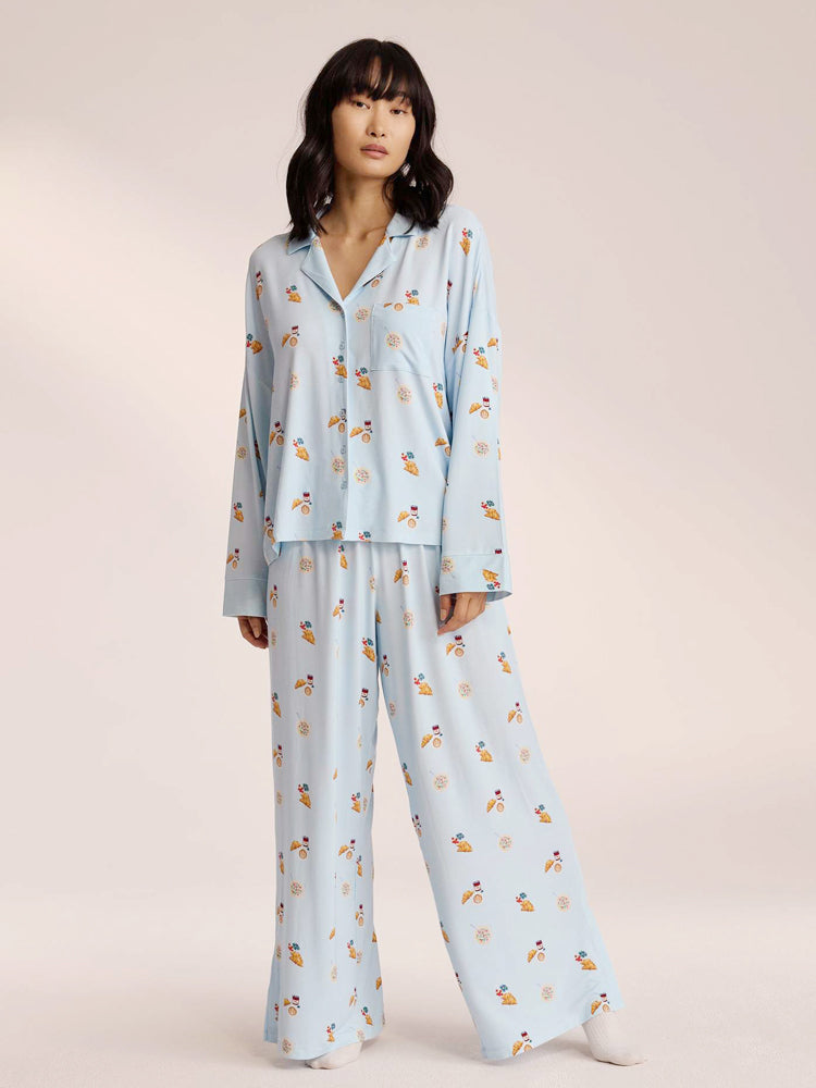 Food Print Pajama Set - Blue