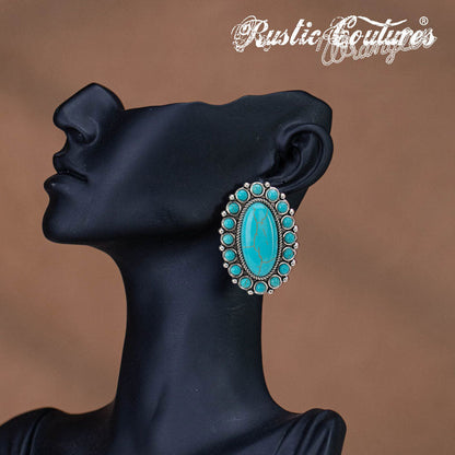 Rustic Couture's® Natural Stone Oval Concho Earrings