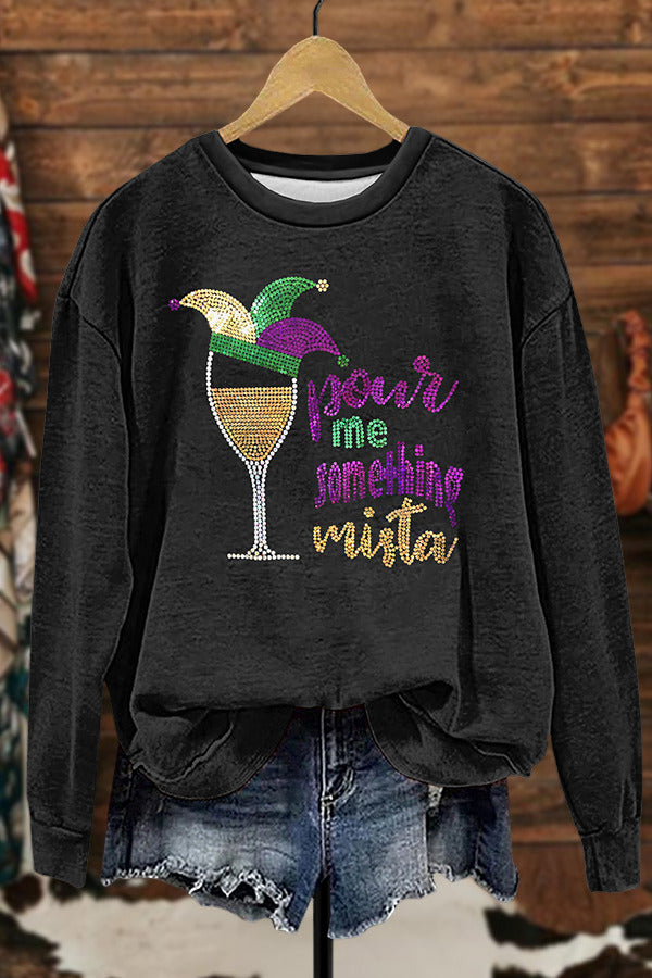 Wineglass Mardi Gras Sweatshirt