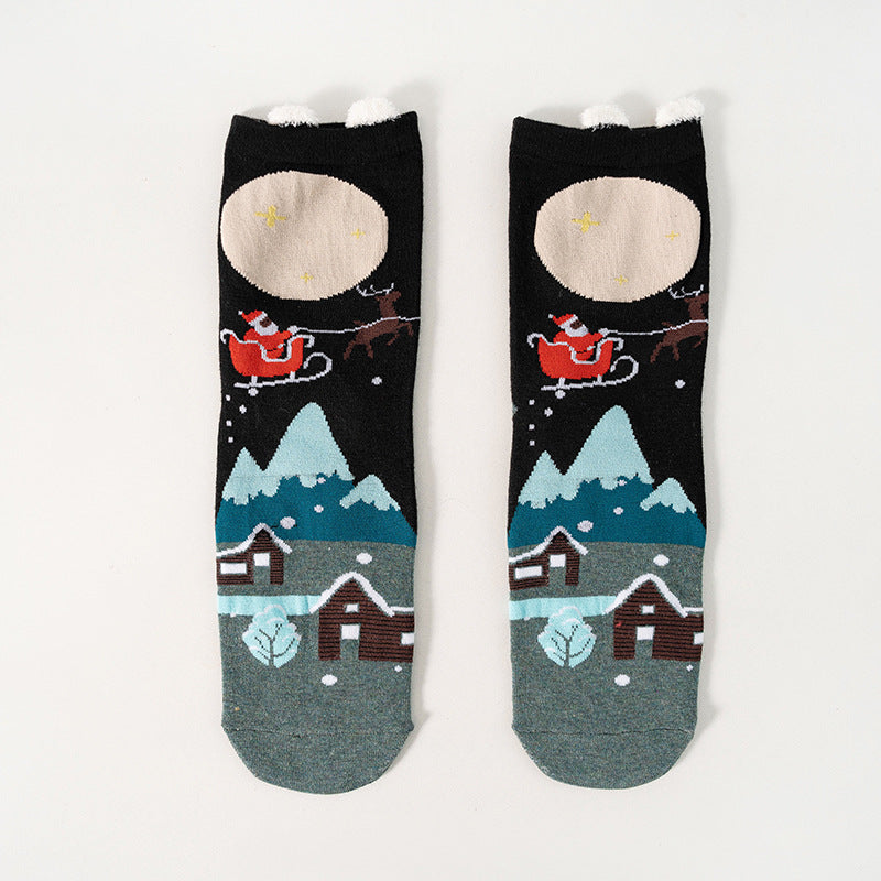 Cute Christmas Cartoon Santa Claus Socks