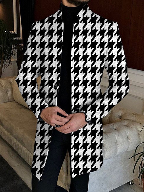 Men's Casual Printed Woolen Coat