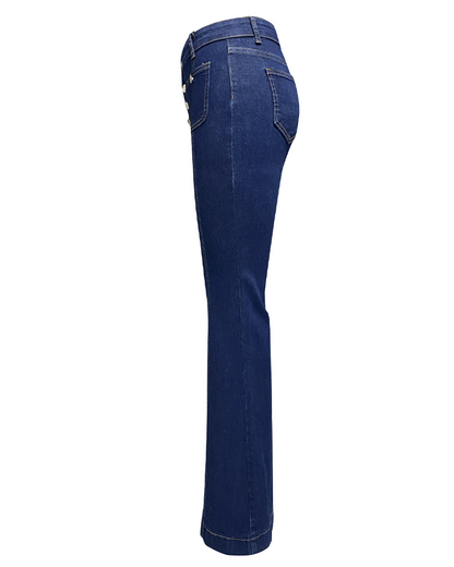 Elegant Buttoned High-Waist Jeans