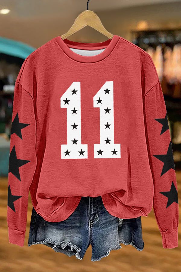 Custom Gameday Number Stars Print Sweatshirt