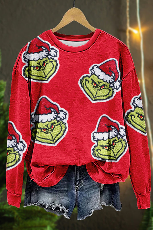 Christmas Grinch Print Sweatshirt