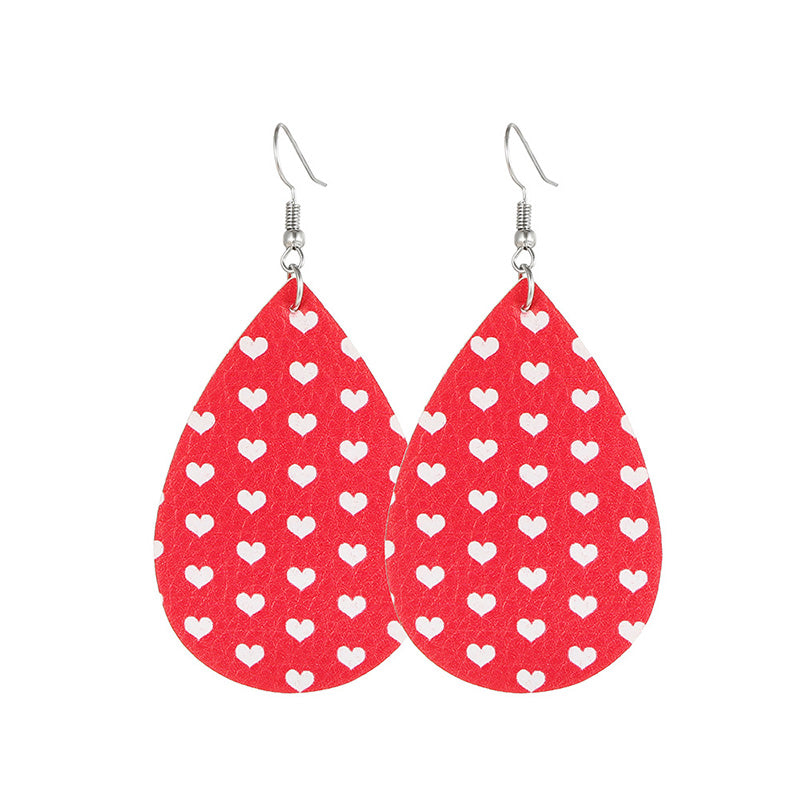 Valentine's Day Hearts Print Teardrop Earrings