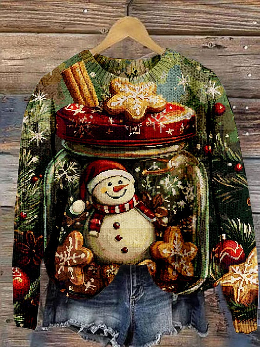 Christmas Print Knit Pullover Sweater