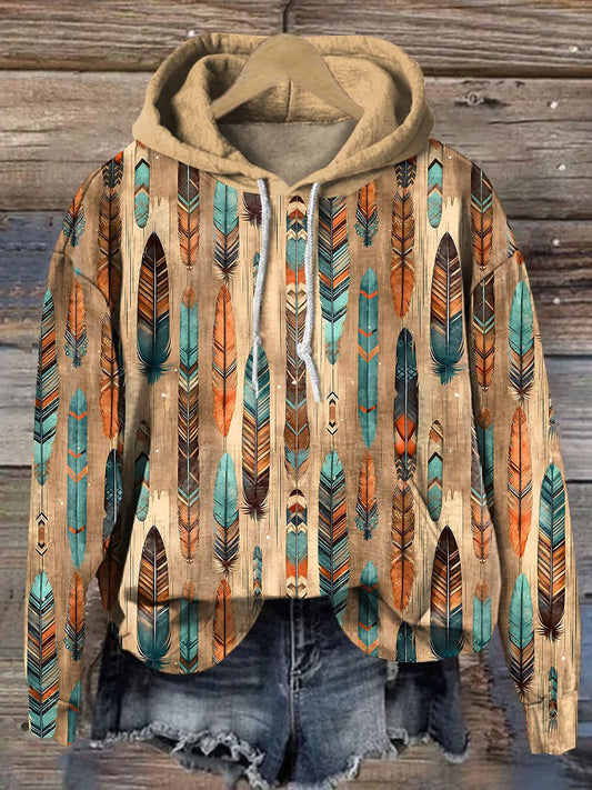 Boho Feather Art Casual Hoodie Sweatshirt