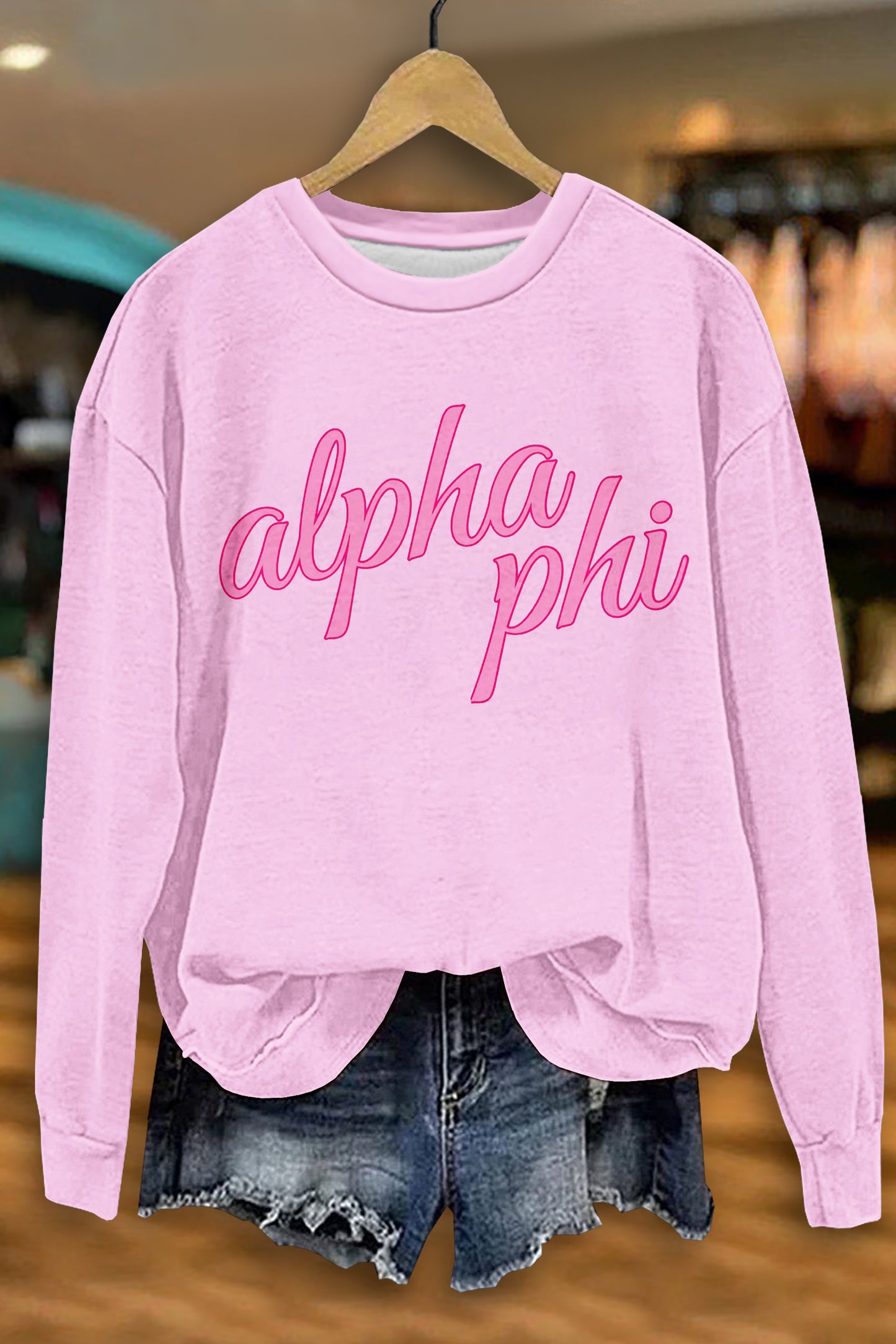 Casual Alpha Phi Print Sweatshirt