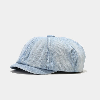 Denim light board octagonal cap for men