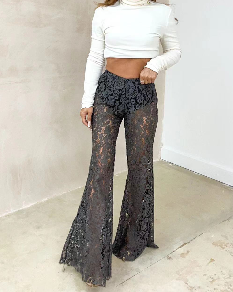 Vintage Lace Embellished Trousers