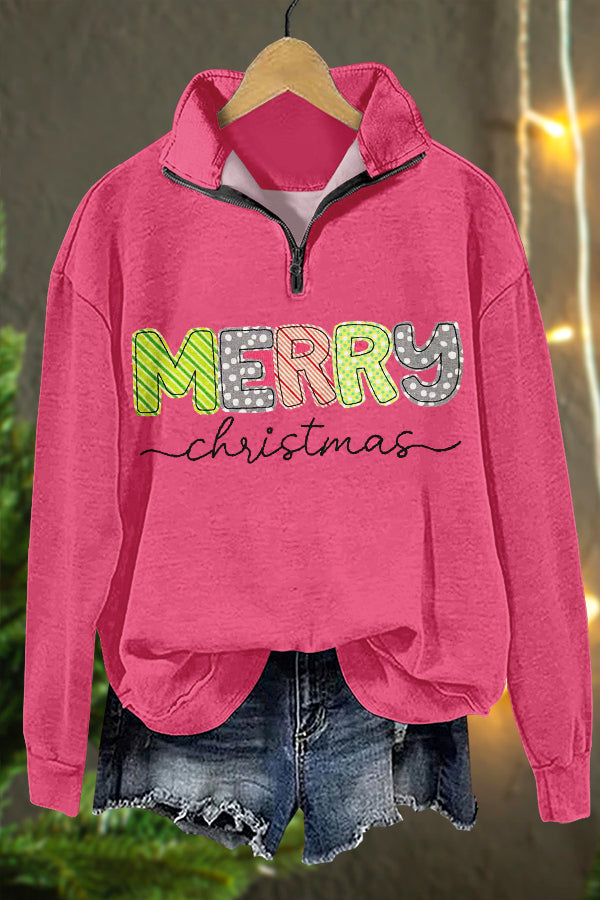 Sweet Merry Christmas Print Sweatshirt