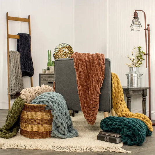 Chunky Chenille Knit Throw choice of colors