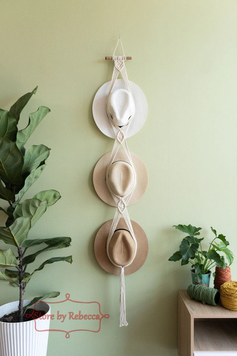 ❤️Handmade Linen Decorative Boho Hat Rack For Wall Hanging