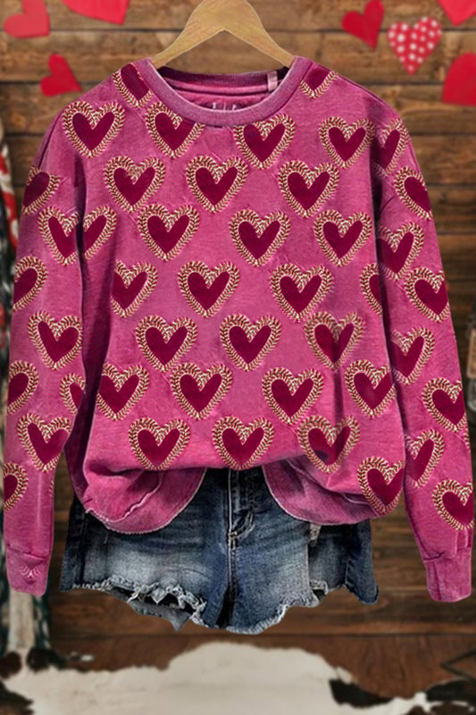 Valentine's Day Heart Print Sweatshirt