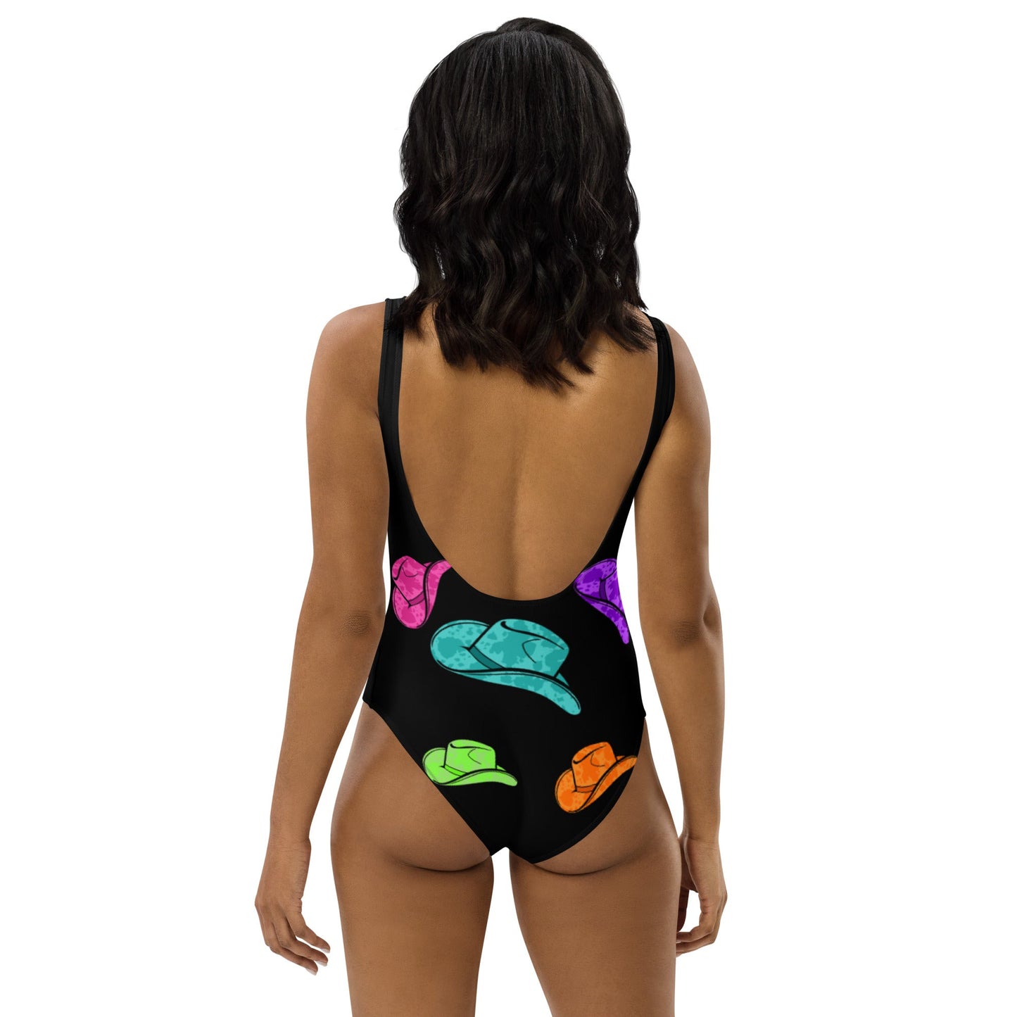 Ready to Ship All Neon Hat One Piece Swimsuit size 2XL