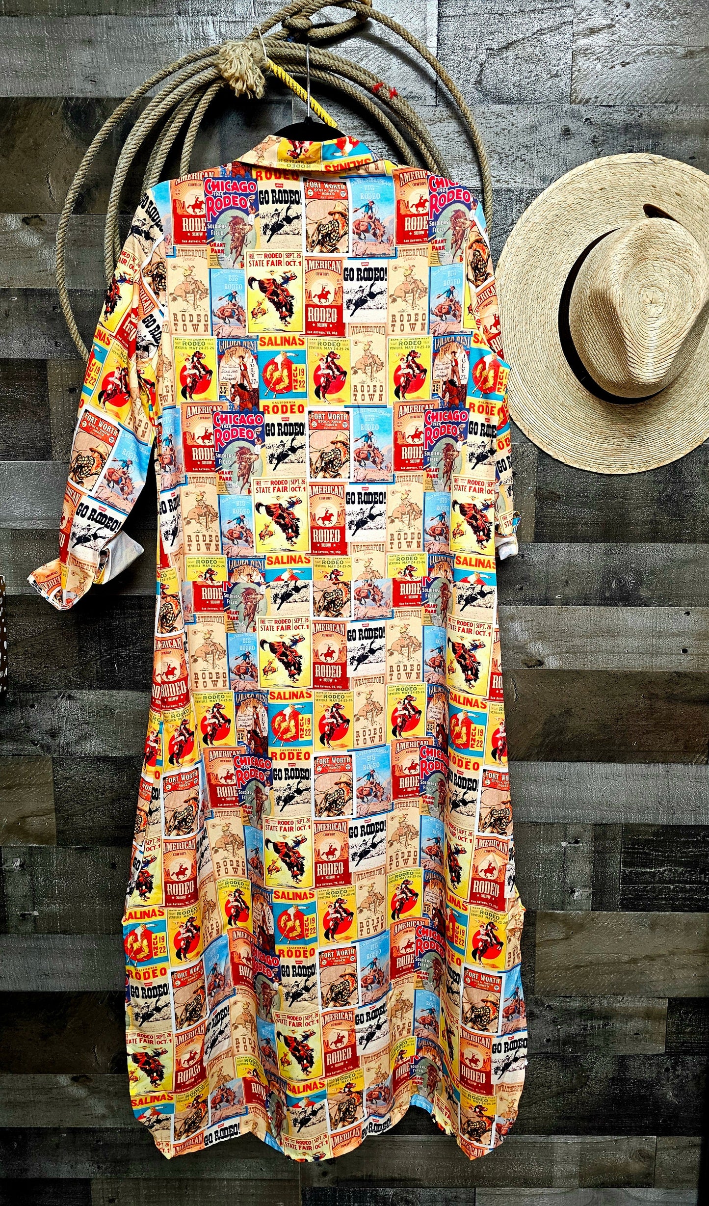 Vintage Rodeo Poster Western Duster Dress