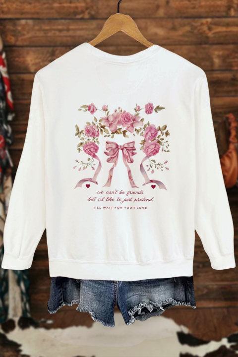 Bow Letter Print Sweatshirt