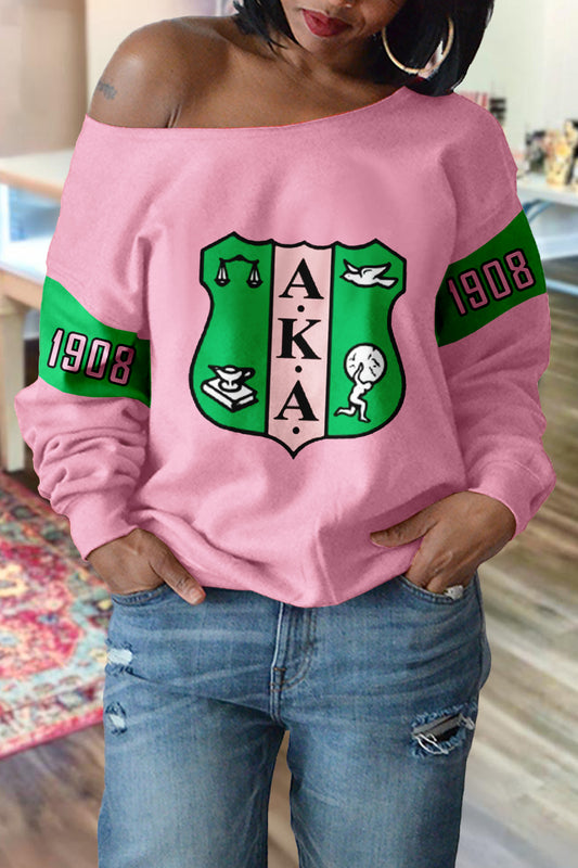 Alpha Kappa Alpha Sorority Print Drop Shoulder Sweatshirt