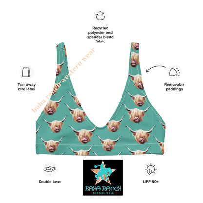 Yeehaw Highland Cow Bikini Top