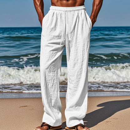 Men's Linen Plain Comfort Breathable Full Length Casual Pants