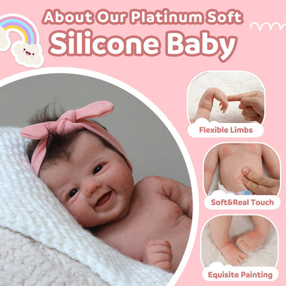 12"&16" 100% Soft Flexible Silicone Reborn Baby Doll Girl Lamatu with Flexible Limbs & Soft Touch Body