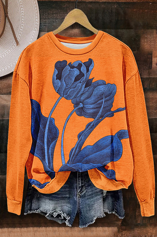 Contrast Flower Print Sweatshirt