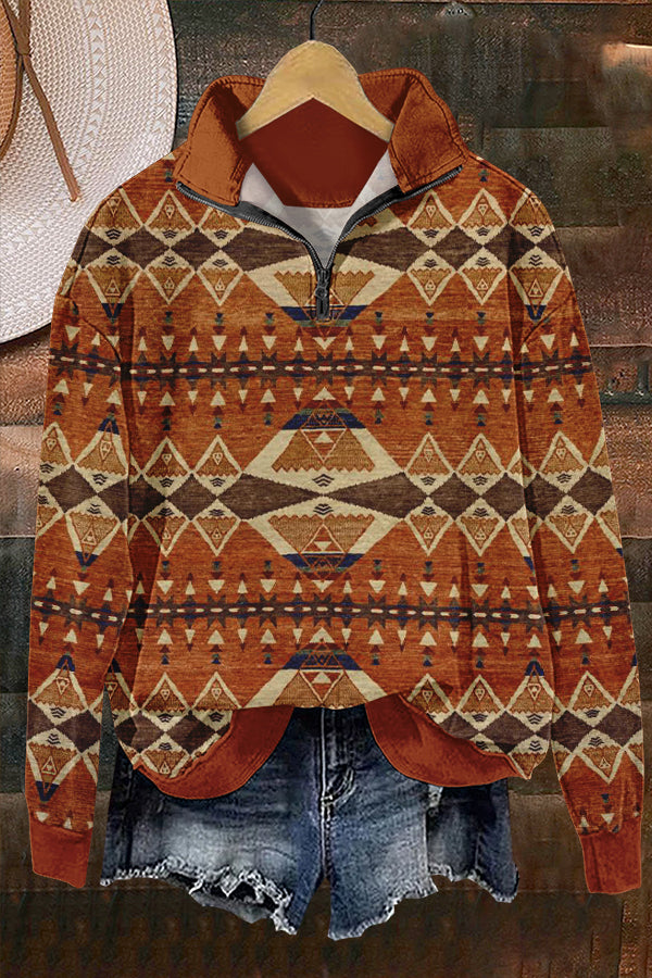 Chic Western Ethnic Totem Print Sweatshirt