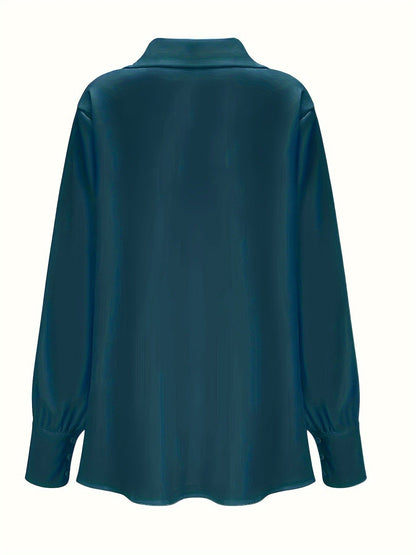 V-Neck Pleated Long Sleeve Blouse