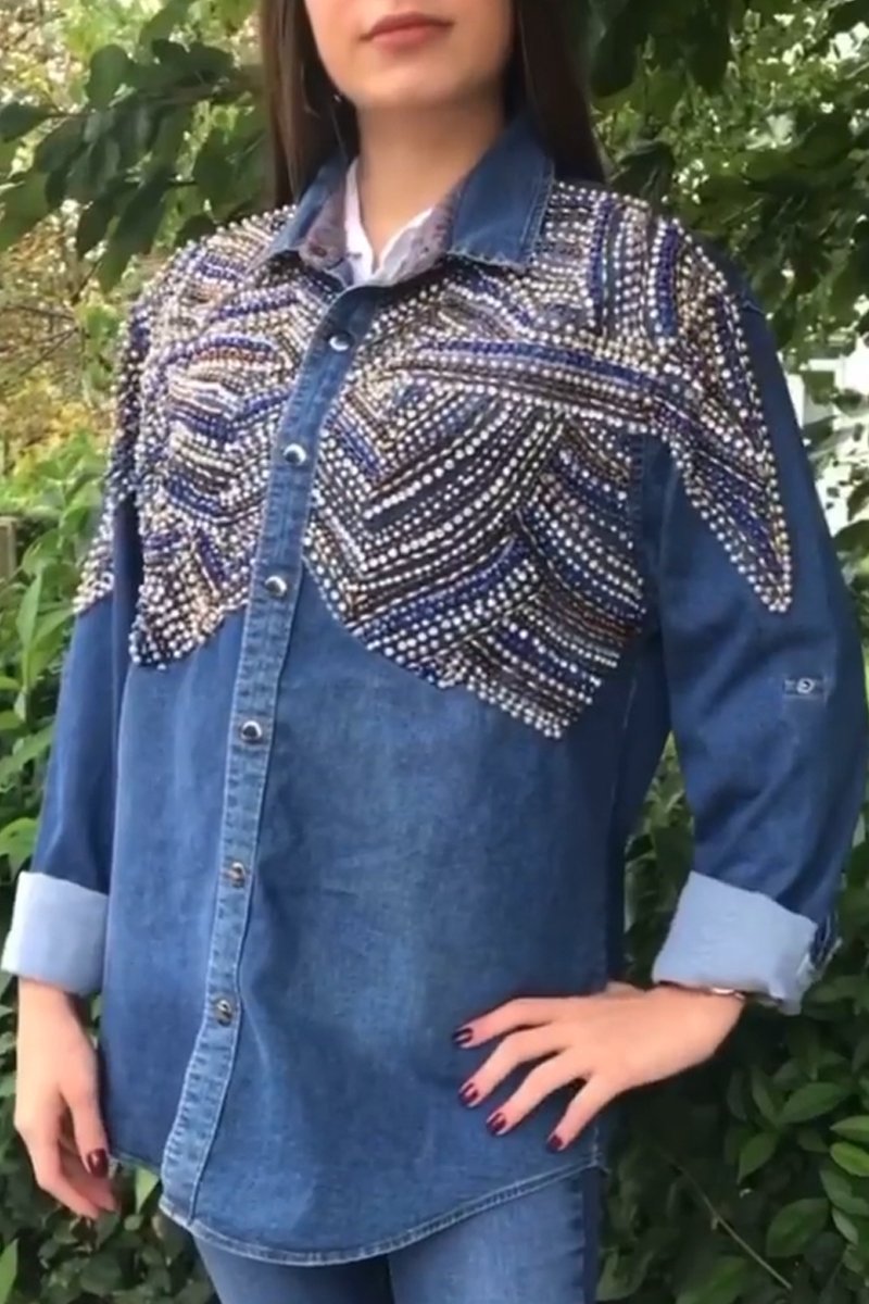 Women's fashionable with colorful sequins denim jacket