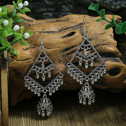 Women's Bohemian Hollow Tassel Rice Bead Earrings