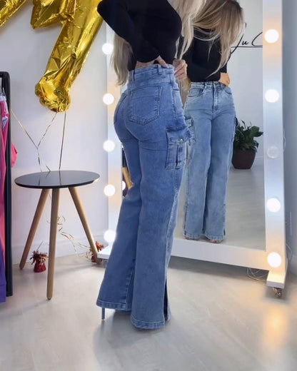 Work Style Jeans With Side Slits