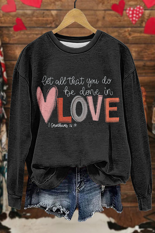 Cute Valentine's Day Print Sweatshirt