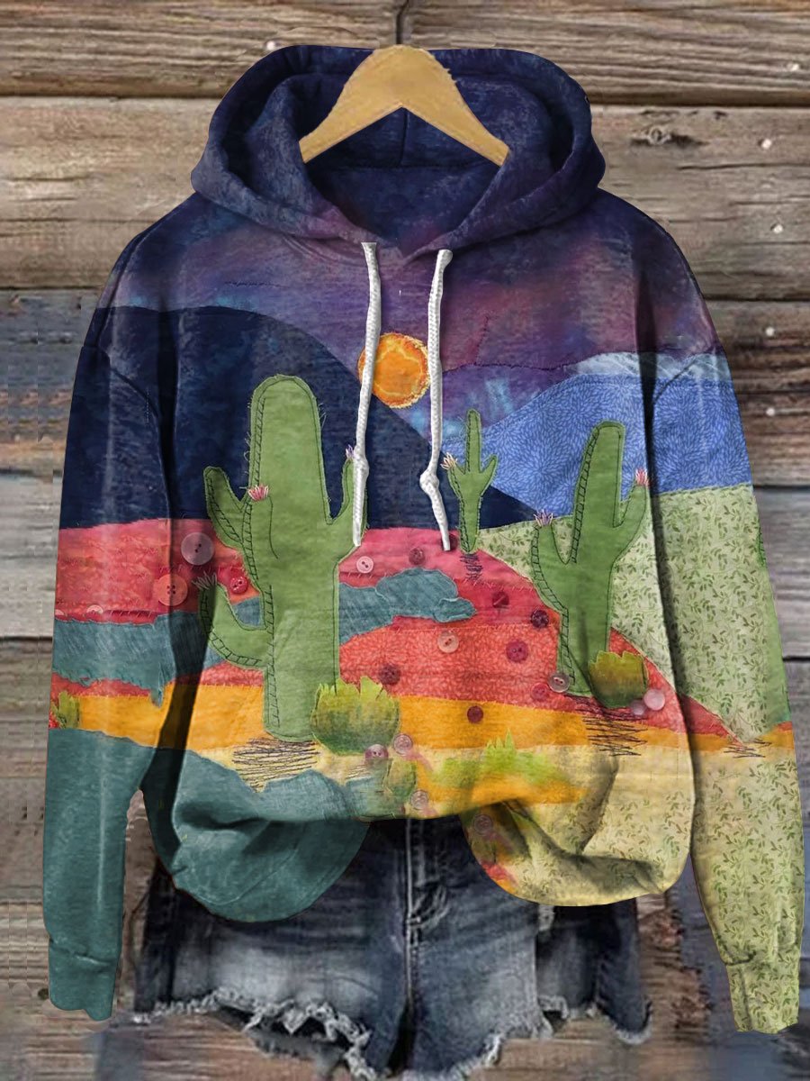 Vintage Print Casual Hoodie Sweatshirt