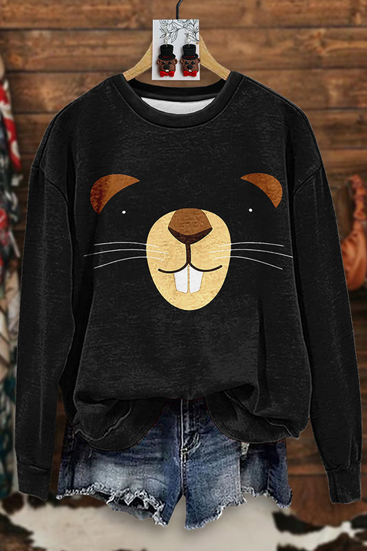 Groundhog Print Sweatshirt