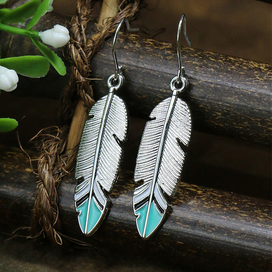 Women's Bohemian Turquoise Inlaid Tassel Earrings