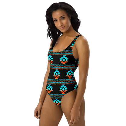 Yeehaw Black Aztec One-Piece Swimsuit