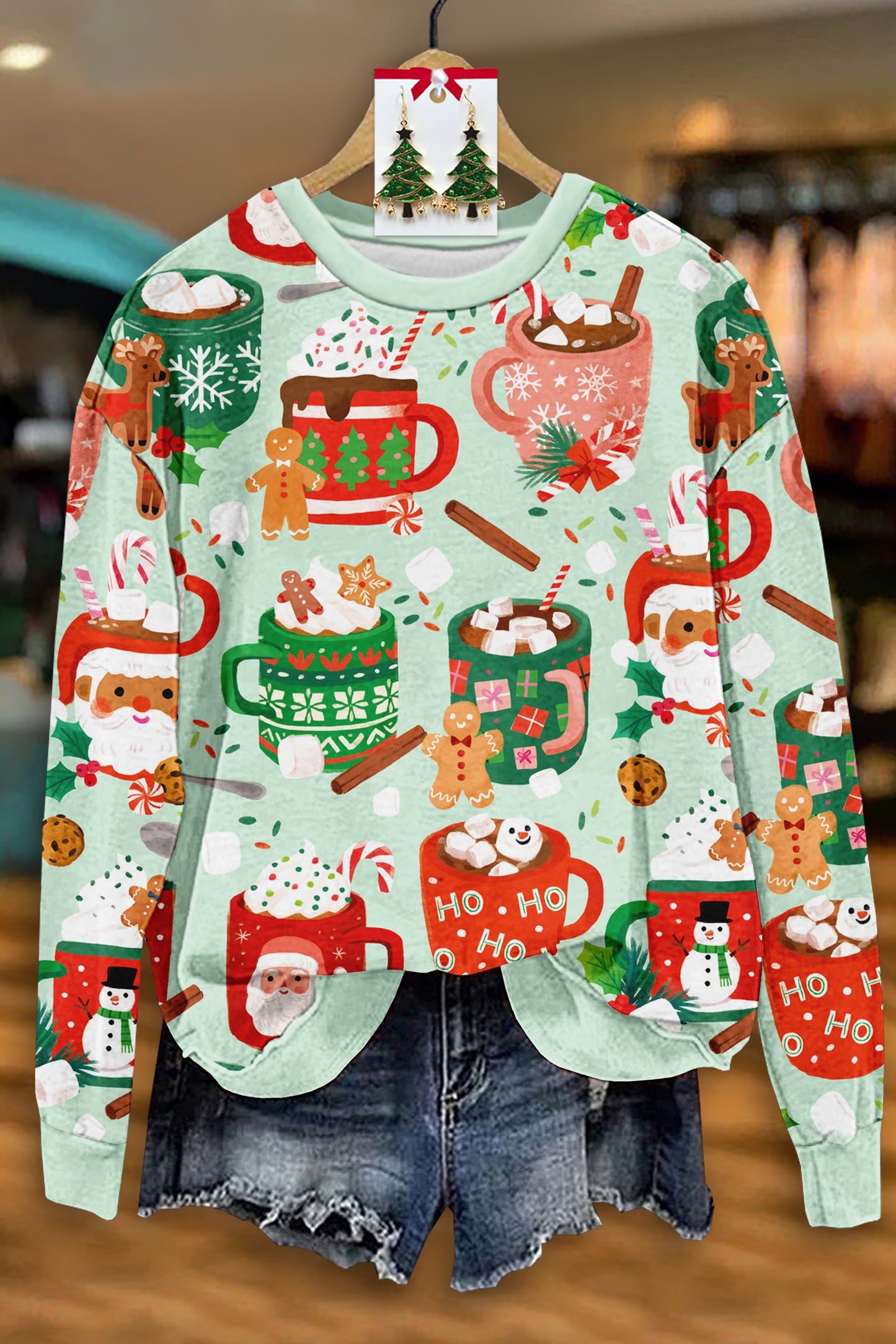 Cute Christmas Print Long SleeveSweatshirt