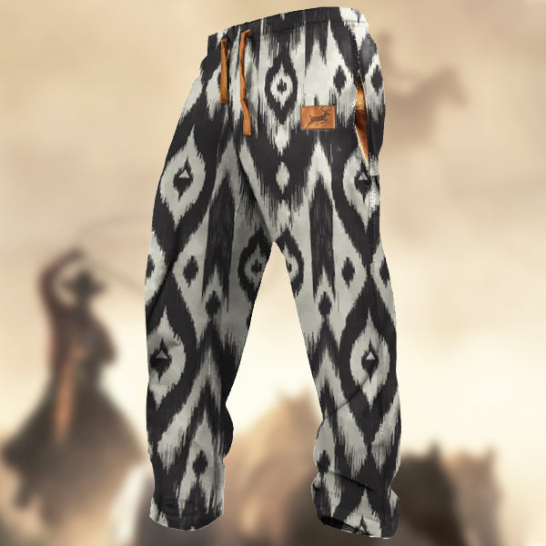 Men's Retro Geometry Elk Sports Casual Sweatpants