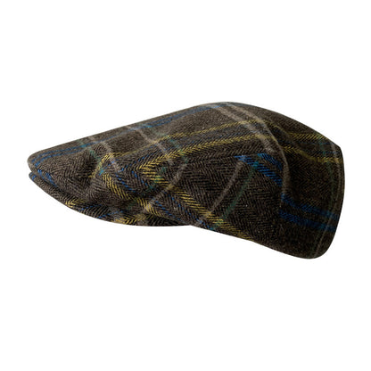 THE PEAKED Marl Flat Hat RUSTY-Harris Tweed