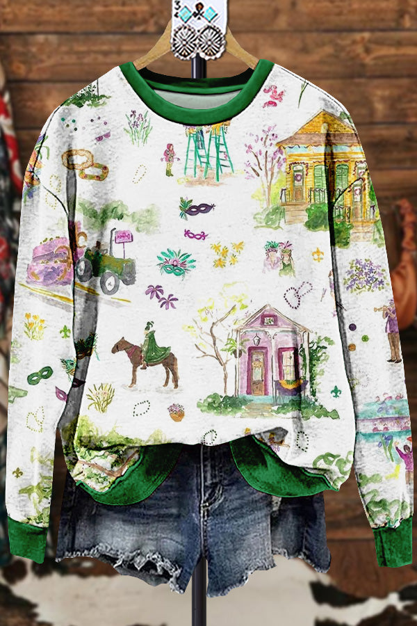 Classic Contrast Mardi Gras Sweatshirt