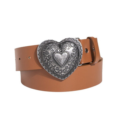 Vintage Heart Engraving Fashion Belt