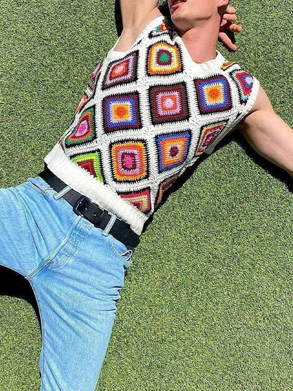 Men's Bohemian Geometric Print Vest