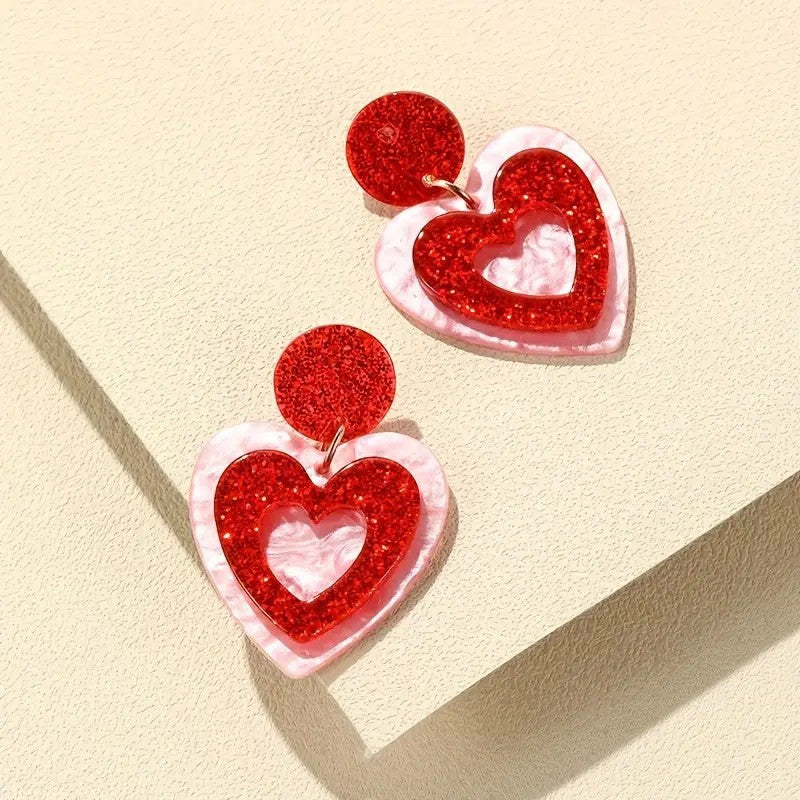 Valentine's Day Double Heart Earrings