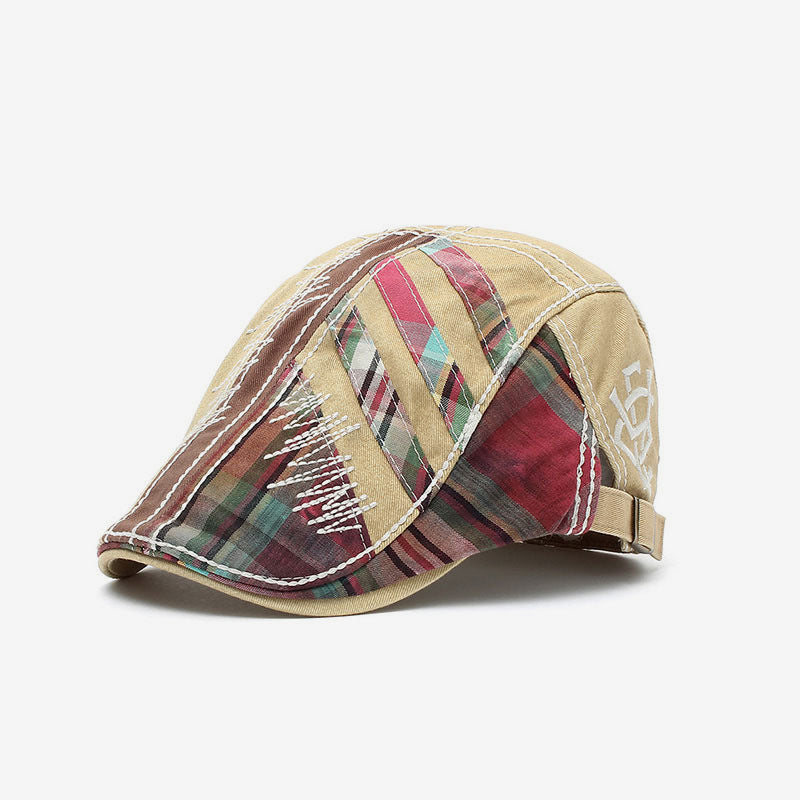 Patchwork stitching plaid forward cap