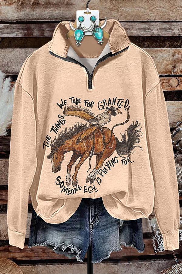 Western Cowboy Zipper Sweatshirt