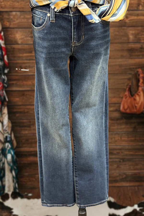 Washed Versatile Straight-Leg Jeans