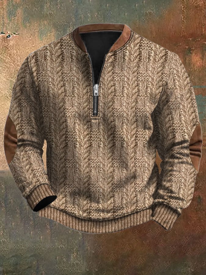 Men's Vintage Knitted Printed Sweatshirt